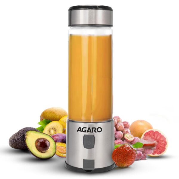 AGARO Galaxy Portable Blender, Portable Hand Blender For Kitchen, 450ml, For Smoothies, Shakes, 126W, 3000 mAh Battery, USB Rechargeable, Stainless Steel Blade. - Image 2