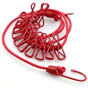Nibbler Pack of 1 Cloth Drying Rope with Hooks - Elastic Hanging Rope for Travel, Home, and Outdoor Drying - Includes 12 Clips-Kapde Sukhane ki Rassi Wire - Multicolour (1) - Image 2
