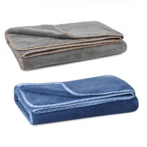 UrbanLeaf Microfiber Large Bath Towel | Quick Dry Super Absorbent - Bath Towel for Men and Women | Grey & Navy Blue | Towel for Bath, Travel, Gym, Beach, Pool, and Yoga (70 X 140 CMs) - Image 2