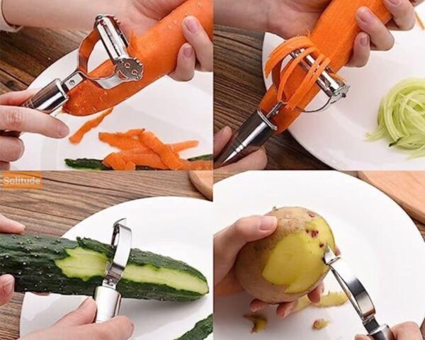 Solitude (Set of 3) Stainless Steel Vegetable Peeler Set Includes Apple Corer, Straight Julienne Peeler, Veggie Cutter & Slicer - Image 3