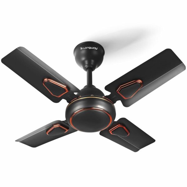 LONGWAY Kiger P1 600 mm/24 inch Ultra High Speed 4 Blade Anti-Dust Decorative Star Rated Ceiling Fan (Smoked Brown, Pack of 1) - Image 2