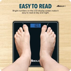 Boldfit Weight Machine for Body Weight Weighing Machine Digital Bathroom Scale for Human Body Weight Measurement Extra Thick Weighing Scale for Large LCD Display 36 Months Warranty -Magnum, Black - Image 6
