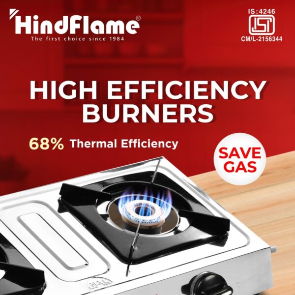 Hindflame 2 Burner Metro Stainless Steel Manual Gas Stove 1 Year Warranty (ISI Certified & BIS Approved) (2 Burner) - Image 8