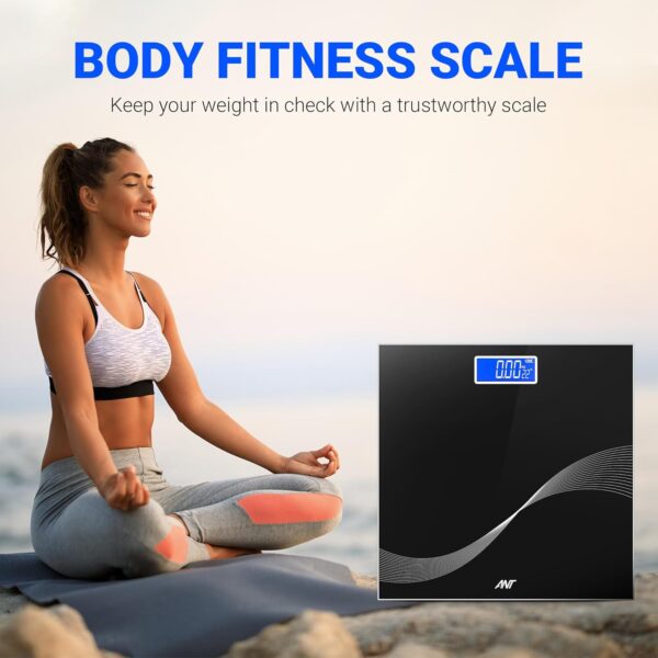 Ant Esports Flora Wave Digital Weighing Scale, Highly Accurate Digital Bathroom Body Scale,Display (LED) Precisely Measures Weight Up To 180Kg-Black - Image 6