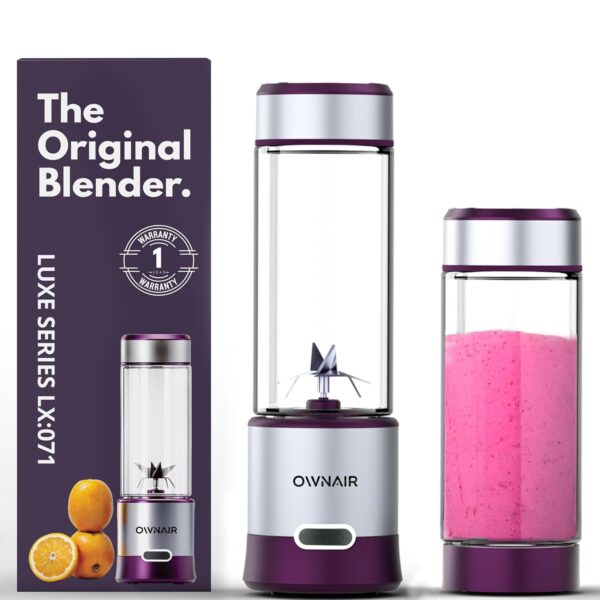 OWNAIR Portable Blender For Smoothie & Juices, Portable Juicer mixer grinder, baby food blender, Type C, 5000 mah battery, Smoothie maker blender, 450ml, Stainless Steel, 240 Watts, Grey - Image 2