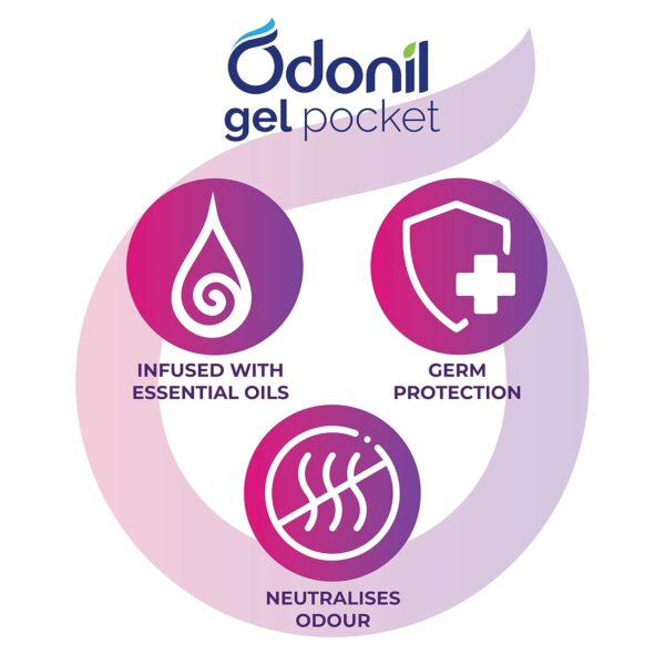 Odonil Gel Pocket Mix - 30g (Assorted pack of 3 new fragrances) | Infused with Essential Oils | Germ Protection |Long Lasting | Lasts Up to 30 days | Air Freshener for Bathroom, Toilet, Home & Office - Image 4