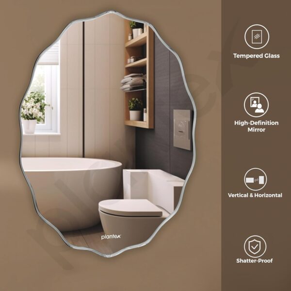 Plantex Frameless Oval Mirror for Wall/Mirror with Beveled Smooth Edges/Mirror for Bathroom/Dressing Room/Living Room/Bedroom/Entryway - (18 X 24 Inch) - Image 3