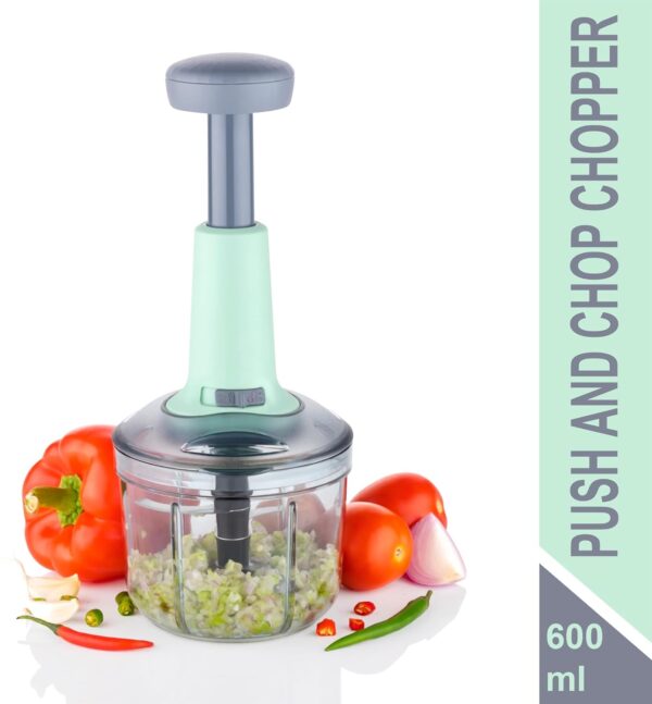 Eagle Food Chopper Steel Large Manual Hand-Press Vegetable Chopper Mixer Cutter to Cut Onion, Salad, Tomato, Potato (Pack of 1) (600 ml, Green) - Image 3