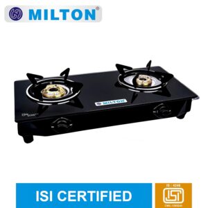 MILTON Premium 2 Burner Black Manual Ignition LPG Glass Top Gas Stove, (ISI Certified) - Image 3