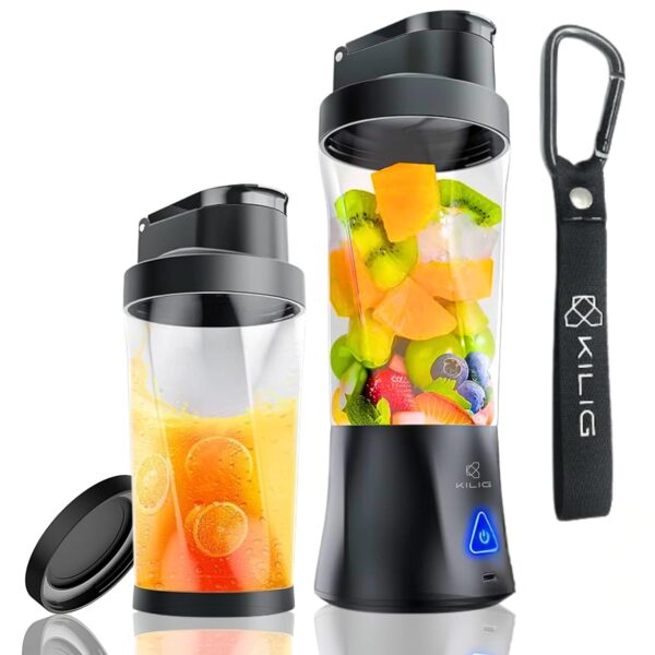 Kilig Vortex Pro 360W Dual Mode Portable Blender for Smoothie and Juices, 6000 mAh Battery, 2in1 700ml Jar, 22000RPM, 6 Sided Blade, USB Type C, Juicer, Mixer, Blender Machine for Kitchen - BT - Image 2