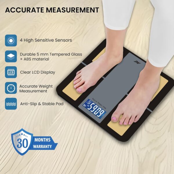 ANT Zigma Digital Smart Scale for Body Weight App Enabled Bathroom Scale BMI Weighing Scale Bluetooth Body Fat Scale 12 Essential Body Parameters Wireless BT Scale Large Display 30M Warranty_ Black - Image 3