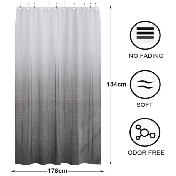 Kuber Industries Shower Curtain | Odette Design Peva Curtain for Bathroom | Shower Curtain for Bathroom | Bathroom Shower Curtain with Hooks | 6 Feet | Gray - Image 4