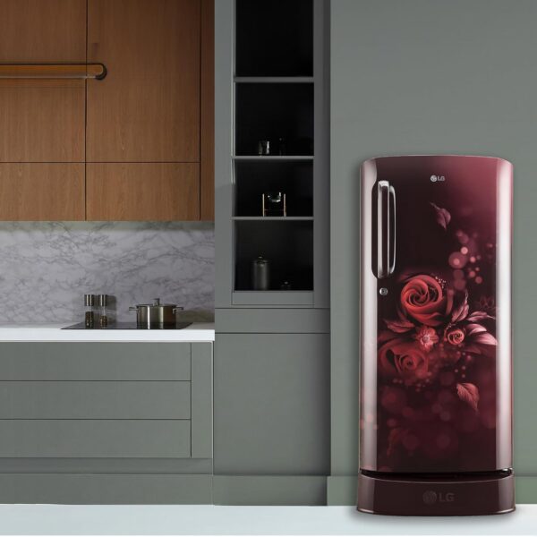 LG 185 L 5 Star Inverter Direct-Cool Single Door Refrigerator (GL-D201ASEU, Scarlet Euphoria, Base stand with drawer) - Image 8