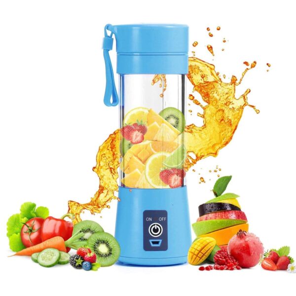 Portable 6-Blade Electric JuicerBlender with built-in JarJuicer Mixer Bottle,Fruit Juicer Machine,USB Rechargeable Personal Size Juicer Grinder Mixers (MULTI COLOUR) - Image 2