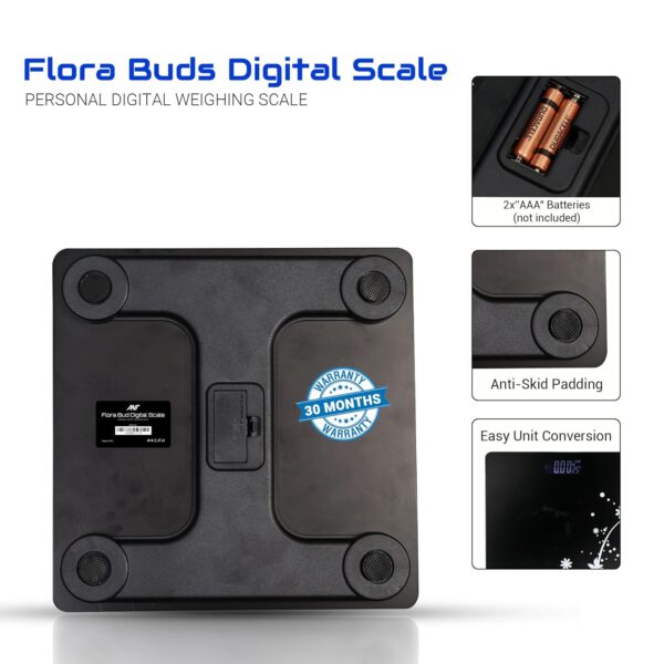 ANT Flora Bud Digital Weighing Scale, Highly Accurate Digital Bathroom Body Scale, Precisely Measures Weight up to 180Kg LCD - Image 9