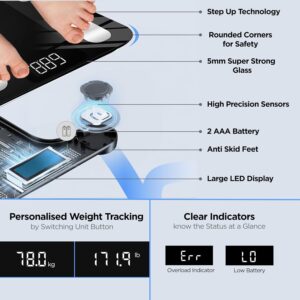 Dr Trust USA Legend BMI Weight Scale & Body Fat Analyzer with IOS/Android App Sync, 14 Essential Composition Metrics Weighing Machine -526 for Home Health Monitoring (Black) - Image 5