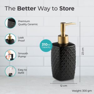 The Better Home 310ml Ceramic Soap Dispenser for wash Basin - Black | Kitchen Accessories Items | Handwash Dispenser Bottle - Image 5