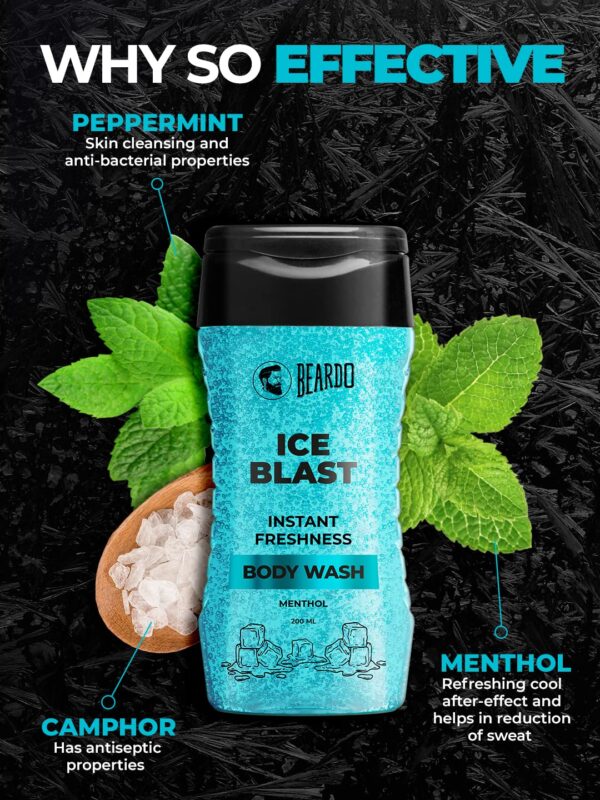 Beardo Ice Blast Body Wash For Men 200ml | Refreshing Menthol Cooling Instant Icy Cool Freshness Body Wash | Shower Gel For Summer Heat | For Skin Dryness - Image 5