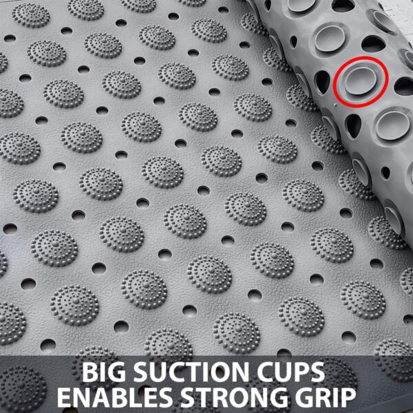 LifeKrafts Experia Anti-Slip with Suction Cup Bath Mat, 100x40cm Big Size Shower Mat (Grey Color with Accu-Pebble) - Image 7