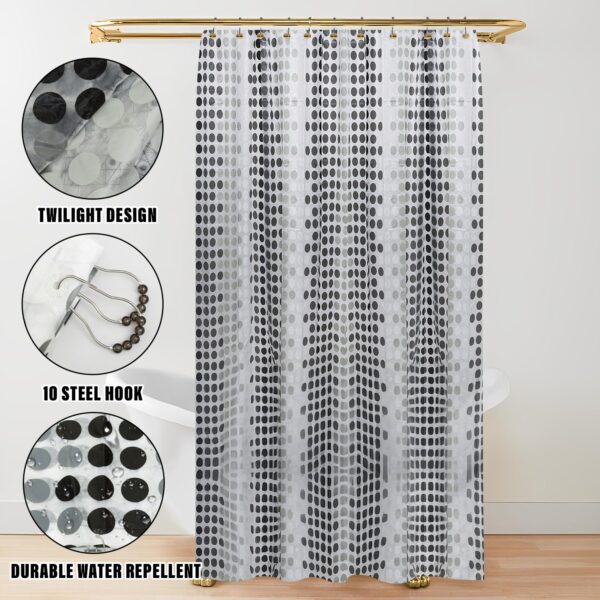 Kuber Industries Shower Curtain | Twilight Design PEVA Curtain for Bathroom | Shower Curtain for Bathroom | Bathroom Shower Curtain with Hooks | 6 Feet | Black - Image 5