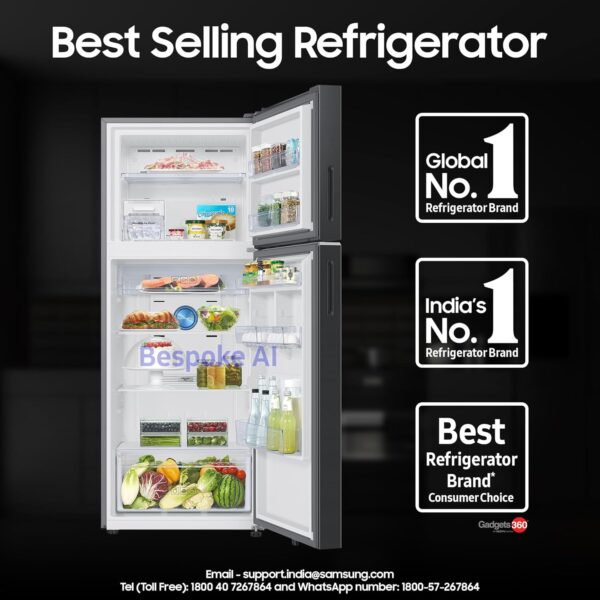 Samsung 419 L, 3 Star, Convertible 5-in-1, Digital Inverter, Frost Free Double Door, Bespoke AI WiFi Enabled Refrigerator (RT45DG6A4DB1HL, Black Matte) - Image 5