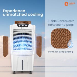 Orient Electric Aerostorm 92 L Desert Air Cooler For Home | Densenest Honeycomb Pads For More Cooling| Inverter Compatible | 4000 Mch High Air Delivery | Auto-Fill Feature |Air Cooler For Room | White - Image 4