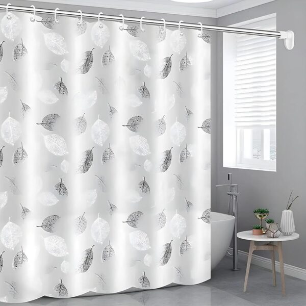 Kuber IndustriesSoft Texture Bath curtain|Natural Drape Waterproof Shower Curtain 6 Feet|White - Image 2