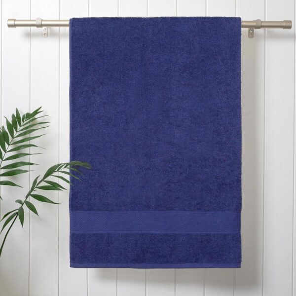 Trident 100% Cotton Towels for Bath | Towels for Bath Large Size Bath Towel - Soft & Absorbent | 450 GSM | 1 Piece Bath Towel for Men/Women | Urban Comfort | 70 cms x 140 cms - New Navy - Image 3