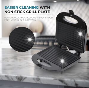 MILTON Express 800 Watt Grill Sandwich Maker | Electric Toaster Griller Sandwich Maker | Non Stick Coating Grill Plates | Power Indicators | 1 Year Warranty | Black - Image 6