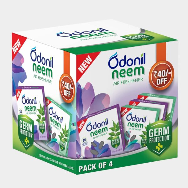 Odonil Bathroom & Toilet Air Freshener Neem Mixed Fragrance Blocks - 192g (48g, Pack of 4) | Fragrances- Jasmine, Lavender, Orchid, Rose| Long Lasting Fragrance | Lasts upto 30 days | Germ Protection - Image 2