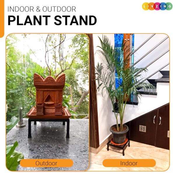 Livzing Metal Plant Stand-Iron Stand for Indoor & Outdoor Planters, Pot Stand for Plants, and Stand for Pots for Plants, Durable & Stylish - Perfect for Balcony, Terrace-(Pack of 4-Black) - Image 10