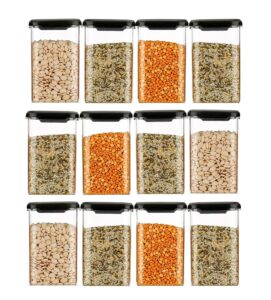 Kitchenwell Airtight Plastic Square Container Set for Kitchen Storage - 1100ml Containers | Unbreakable & Air-Tight Design | Container & Containers Set (Black, Set of 8) - Image 2