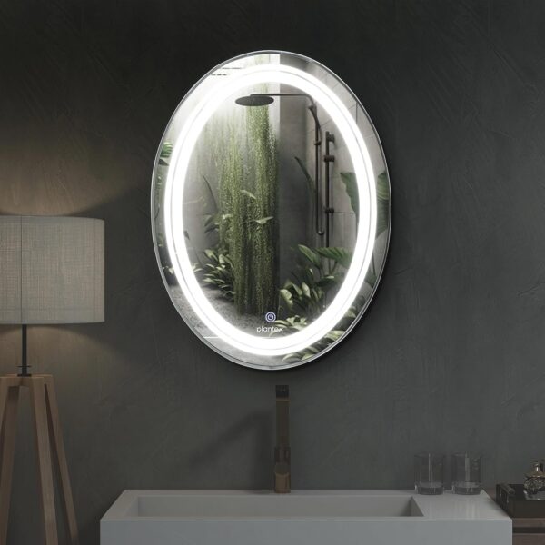 Plantex Bathroom Mirror with LED 3 Lights Tone/Designer Mirror for Living Room/Bedroom/Dressing Room - Oval Shape (18 X 24 Inch) - Image 2