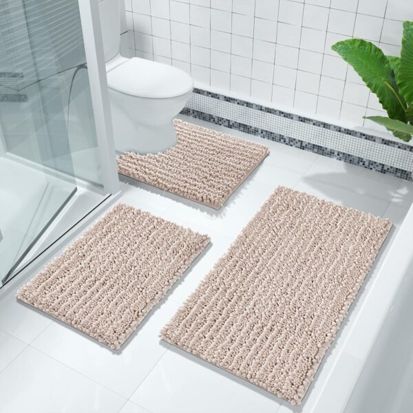 Yimobra Chenille Luxury Bathroom Rug Mat 24X17,Extra Soft&Absorbent Rectangular Bath Rugs,Non-Slip Plush Shaggy Bath Carpet,Machine Wash Dry,Bath Mats For Bathroom Floor,Tub And Shower,Deep Beige - Image 9