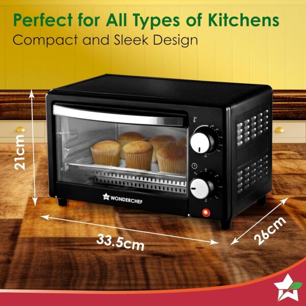 Wonderchef Oven Toaster Griller (OTG) 10 L | Bake, Grill, Roast | Auto-Shut Off | Heat-Resistant Tempered Glass | Customised Time & Temperature Control | Easy to Clean | 2 Year Warranty - Image 7