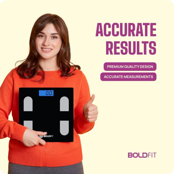 Boldfit Weight Machine for Body Weight Machine Digital Bathroom Scale for Human Body Weight Measurement Extra Thick Weighing Scale with LCD Display 36Months Warranty, Black,Max Weight 180Kgs - Image 6