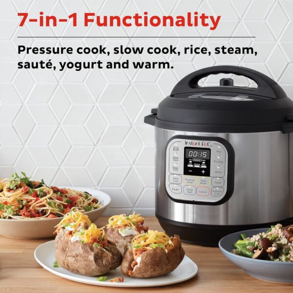 Instant Pot 3 Litres 7-in-1 Multi- Use Programmable Electric Pressure Cooker with Stainless Steel Inner Pot, Slow Cooker, Rice Cooker, Steamer, Sauté, Yogurt Maker And Warmer, Black. - Image 3