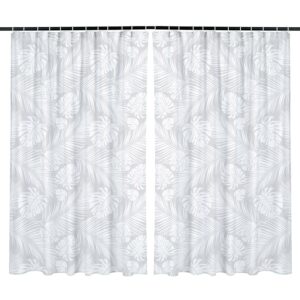 Kuber Industries Shower Curtain | PVC Shower Curtain with Hooks | Shower Curtain for Bathroom | AC Shower Curtain | Self Leaf Bathroom Shower Curtain | 7 Feet | Pack of 2 | White - Image 2
