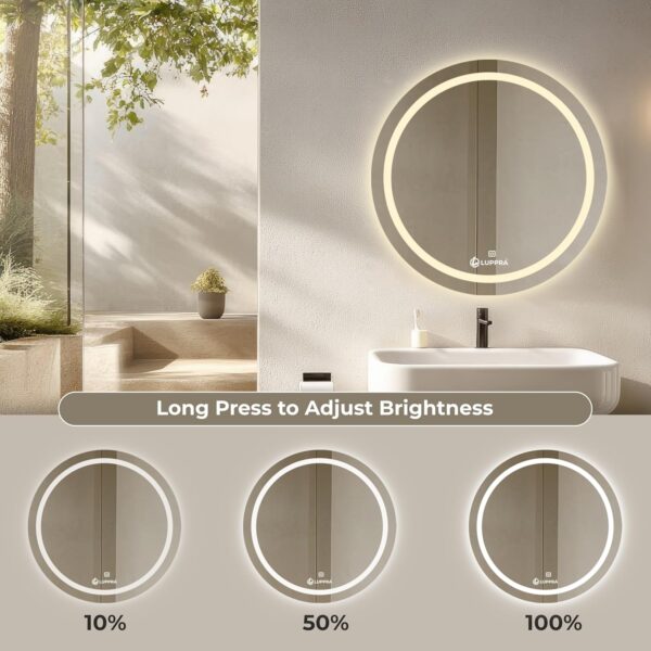 LUPPRA Glass Round 24X24 Inch Wall-Mounted LED Mirror with Smart Sensor and 3-Color Light (Warm, White, Natural) | Mirror Light, Wash Basin Wall Mirror, Fancy Washbasin Mirror,Smart LED Design - Image 7