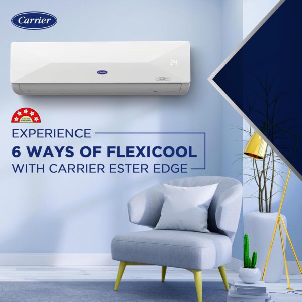 Carrier 1 Ton 5 Star Wi-Fi Smart Flexicool Inverter Split AC (Copper, Convertible 6-in-1 Cooling,Smart Energy Display,HD & PM 2.5 Filter, ESTER EDGE FXi (Wi-Fi), CAI12EE5R35W0,White) - Image 3