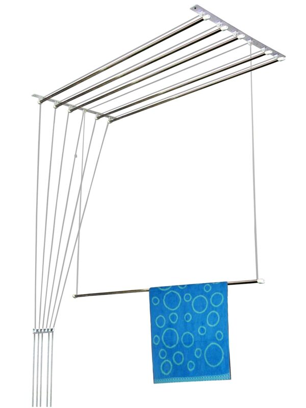 Rainbow Drywell Heavy Duty Stainless Steel Luxury(6 Pipes X 8 Feet)UV Protected Nylon Ropes Individual dropdown Ceiling Cloth Dryer/Cloth Hanger/Cloth Drying Stand for Balcony/Clothes Stand for Drying - Image 2