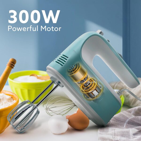 AGARO Regency Hand Mixer, Hand Mixer Blender, Detachable Beaters & Whisker/Dough Hooks, 300W, 5 Speed Settings - Image 4