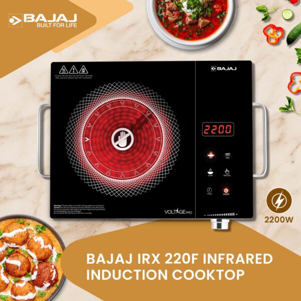 Bajaj IRX 220F Infrared Cooktop 2200 W Black/Silver - Image 3