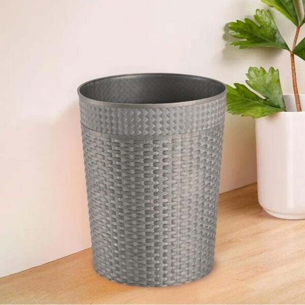 Kuber Industries 10 Litre Dustbin for Kitchen & Home | Hygienic Waste Box for Bedroom & Office Toilets | Durable Under Sink Diaper Garbage Holder | Check Design - Grey - Image 2