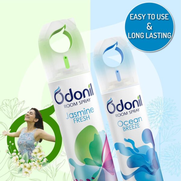 Odonil Air Freshener Room Spray - 440 ml Combo (Pack of 2, 220ml each) | Jasmine Fresh & Ocean Breeze | Nature Inspired Fragrance for Home & Office | Long Lasting Fragrance | Instant Freshness - Image 3