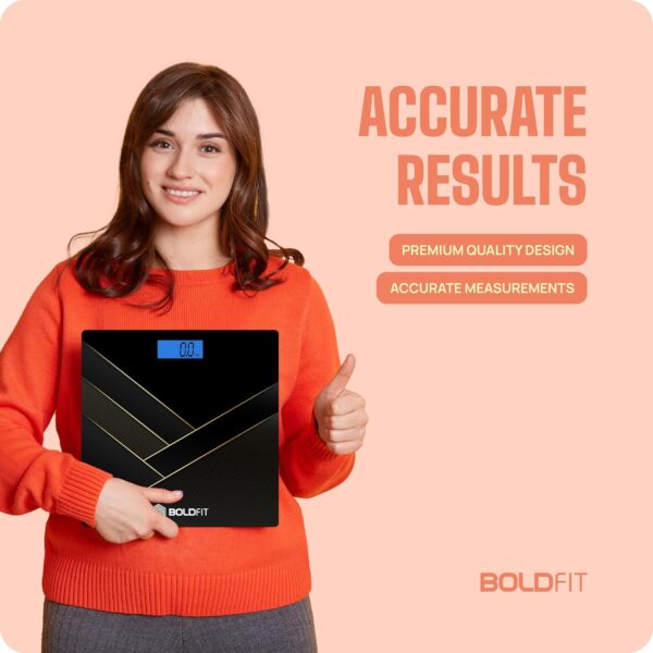 Boldfit Weight Machine for Body Weight Weighing Machine Digital Bathroom Scale for Human Body Weight Measurement Extra Thick Weighing Scale for Home with Large LCD Display 36Months Warranty-BlackGold - Image 6