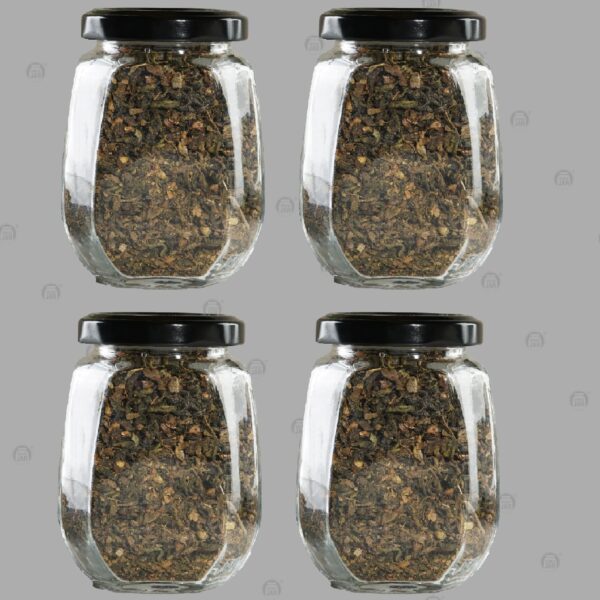 Croco Crown Shape Glass Jars With Airtight Snug Seal Container Set For Kitchen And Rustproof Metal Lid, Spice & Honey Glass Jars (250Ml) (6), Black - Image 6