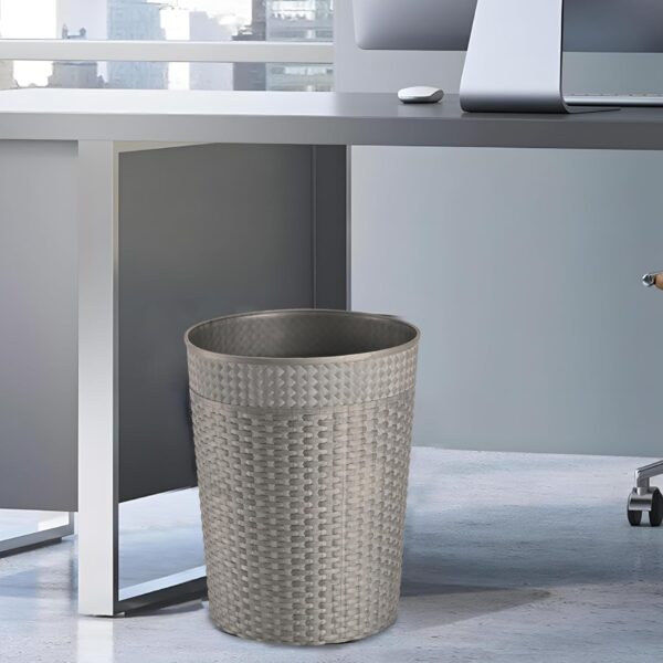 Kuber Industries 10 Litre Dustbin for Kitchen & Home | Hygienic Waste Box for Bedroom & Office Toilets | Durable Under Sink Diaper Garbage Holder | Check Design - Grey - Image 3