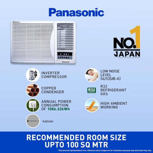 Panasonic 1.5 Ton 5 Star Inverter Window AC (Copper Condenser, PM 0.1 Filter, Eco Mode, Powerful Mode, CW-XN185AG, White) - Image 5