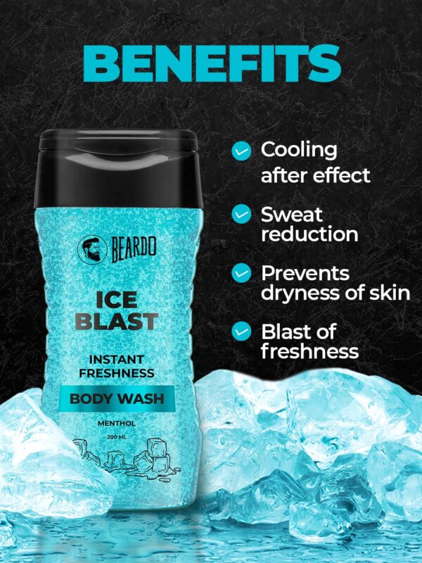 Beardo Ice Blast Body Wash For Men 200ml | Refreshing Menthol Cooling Instant Icy Cool Freshness Body Wash | Shower Gel For Summer Heat | For Skin Dryness - Image 4